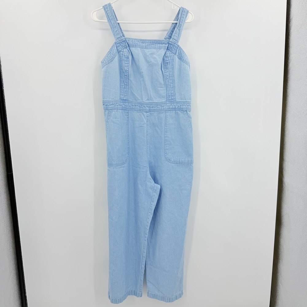 Sincerely Jules Light Blue Cotton Wide Leg Tank Denim Jumpsuit Size Large